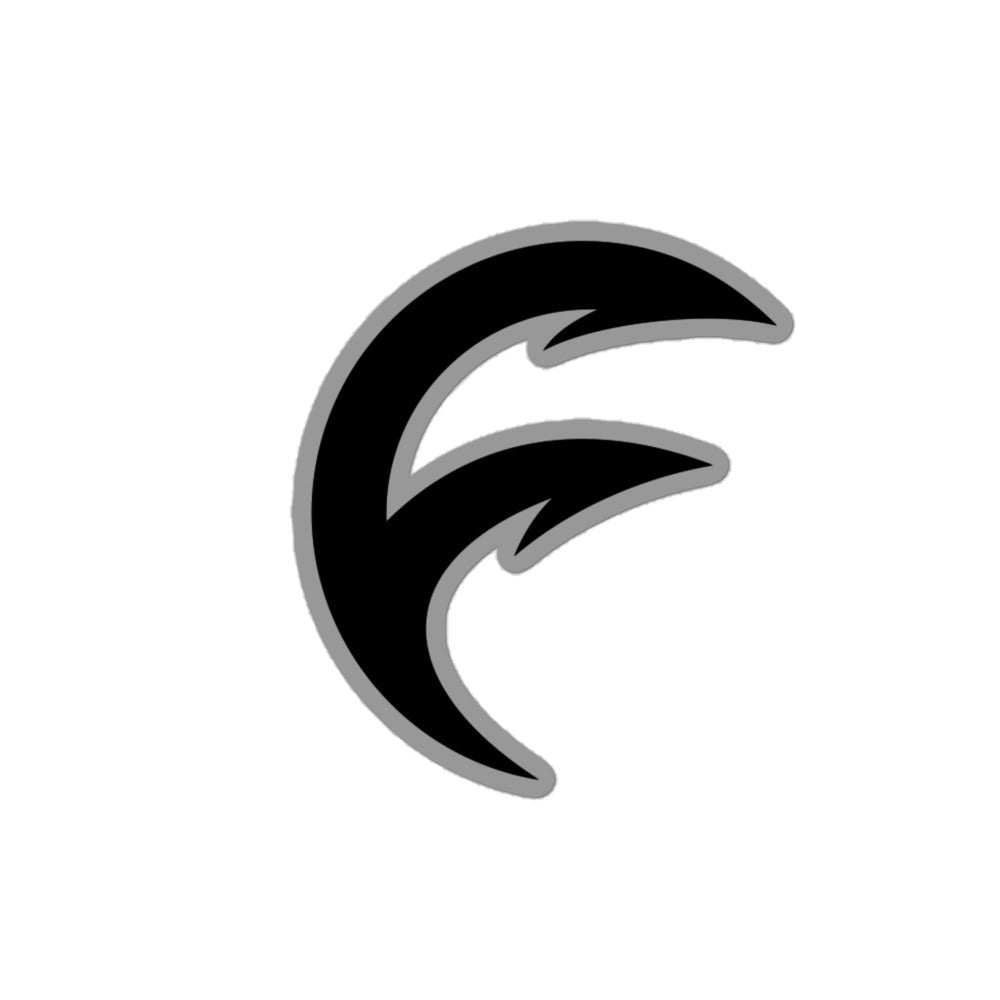 Outlier Fishing Sticker Black on Grey design